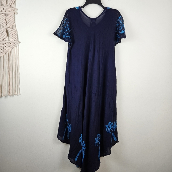 Sakkas Batik Palm Tree Cap Sleeve Caftan Dress / Cover Up One Size NWT - Picture 7 of 7